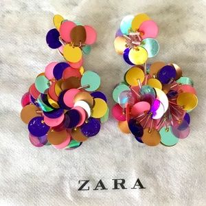 Zara Sequin Pailette Fun Party Earrings